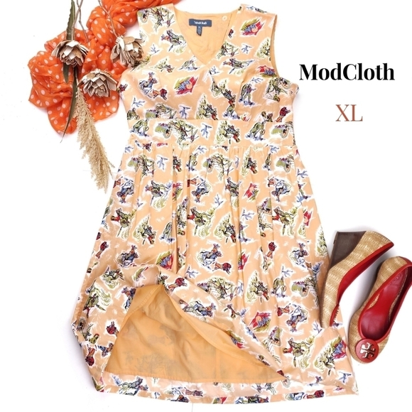 Modcloth Dresses & Skirts - ModCloth Peach Retro Keyhole Back Dress Sz XL
